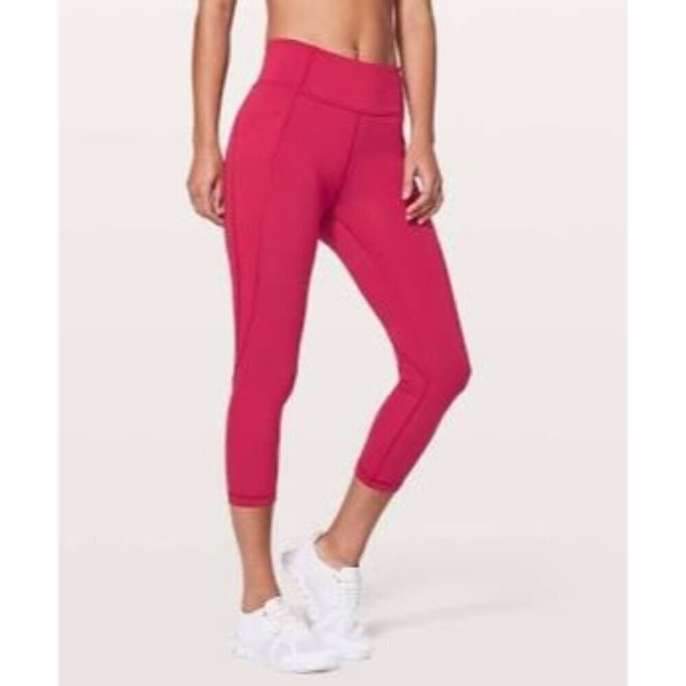 Lululemon Time To Sweat Crop Leggings 23 Inch Size 6 Red Active Gym Yoga Running